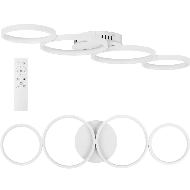Led modernus lubinis šviestuvas su nuotolinio valdymo pulteliu – 4 balti apskritimai